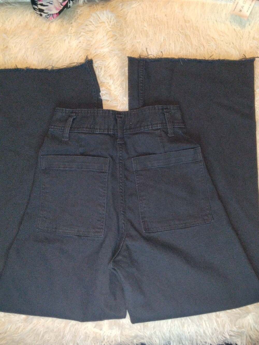 Zara The Marine High Rise Straight Wide Leg Raw Hem Black Jeans Size 2 - Picture 6 of 12